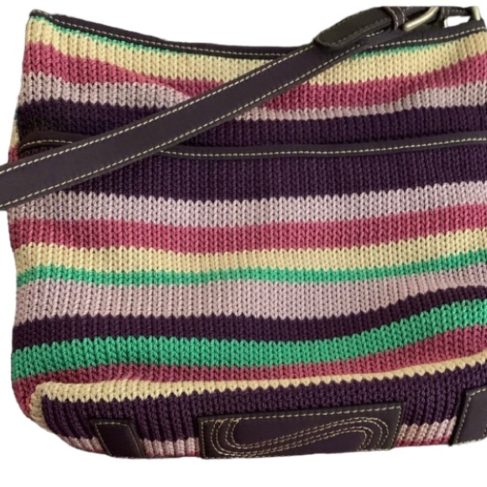The Sak Purple Multicolor Striped Knit Shoulder Bag